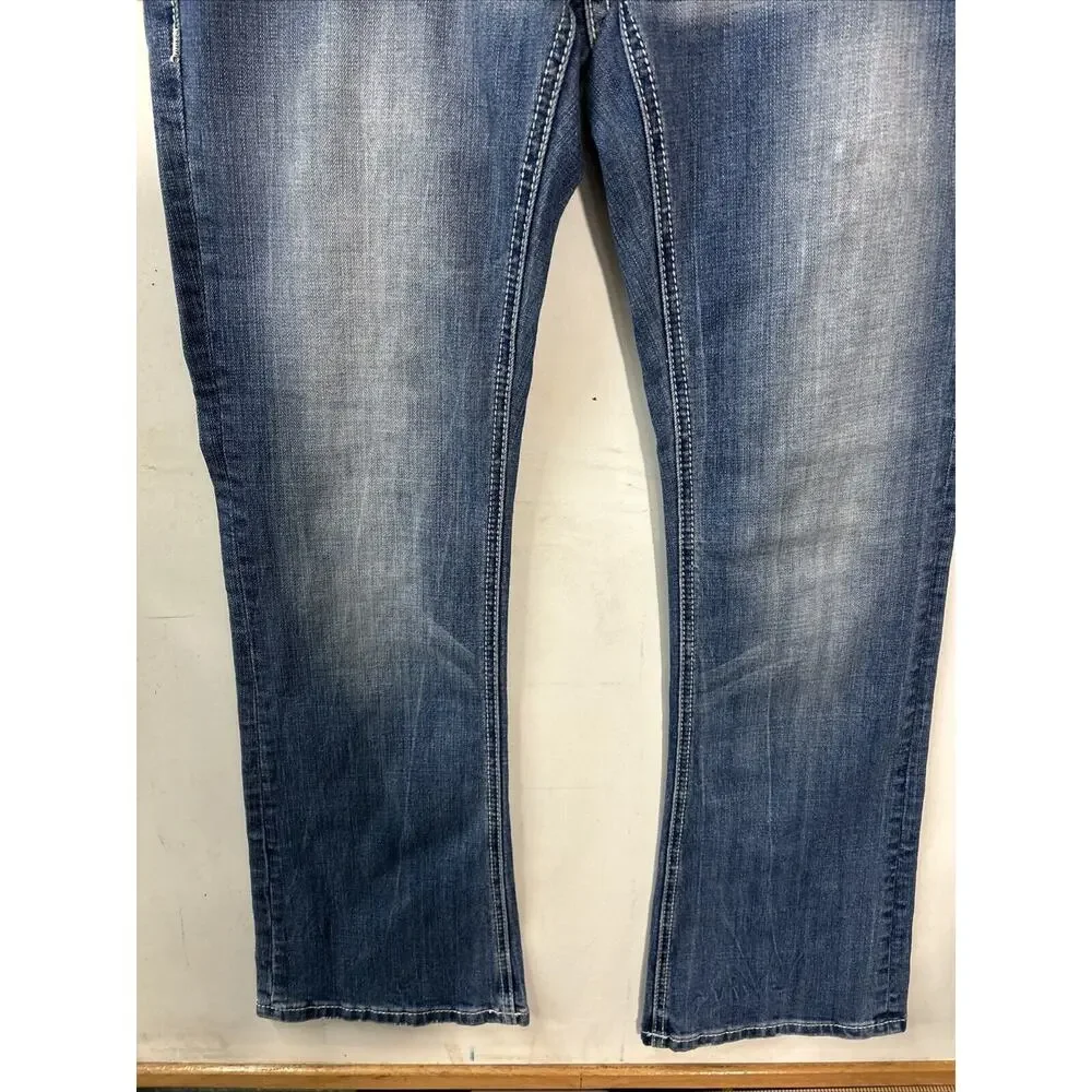 Rock & Roll Cowgirl Low Rise Bootcut Med Acid Wash Jeans Womens Size‎ 32x32 NWT - Picture 5 of 15